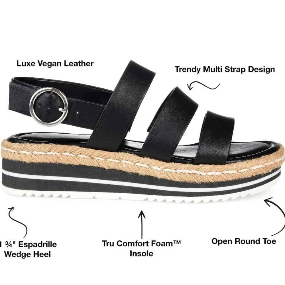 Journee Collection Robyn Platform Sandals Black 10 - Picture 2 of 7